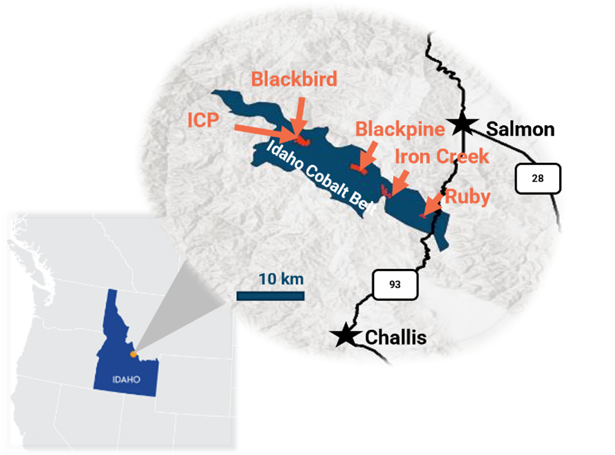 Location of the Iron Creek and Ruby Properties in east-central Idaho